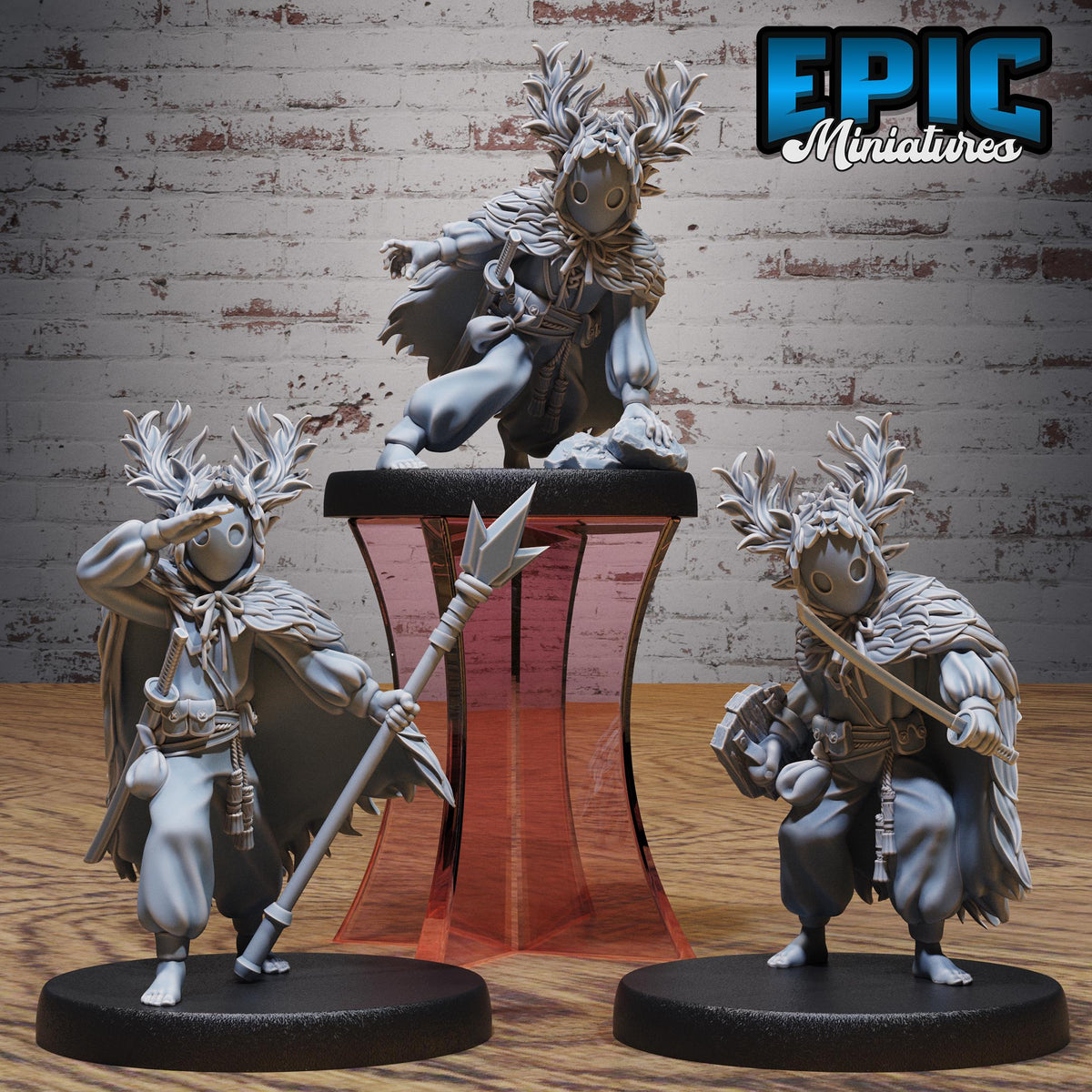 Little Forest Defender Set of 3 DND miniatures group photo Forest Folk