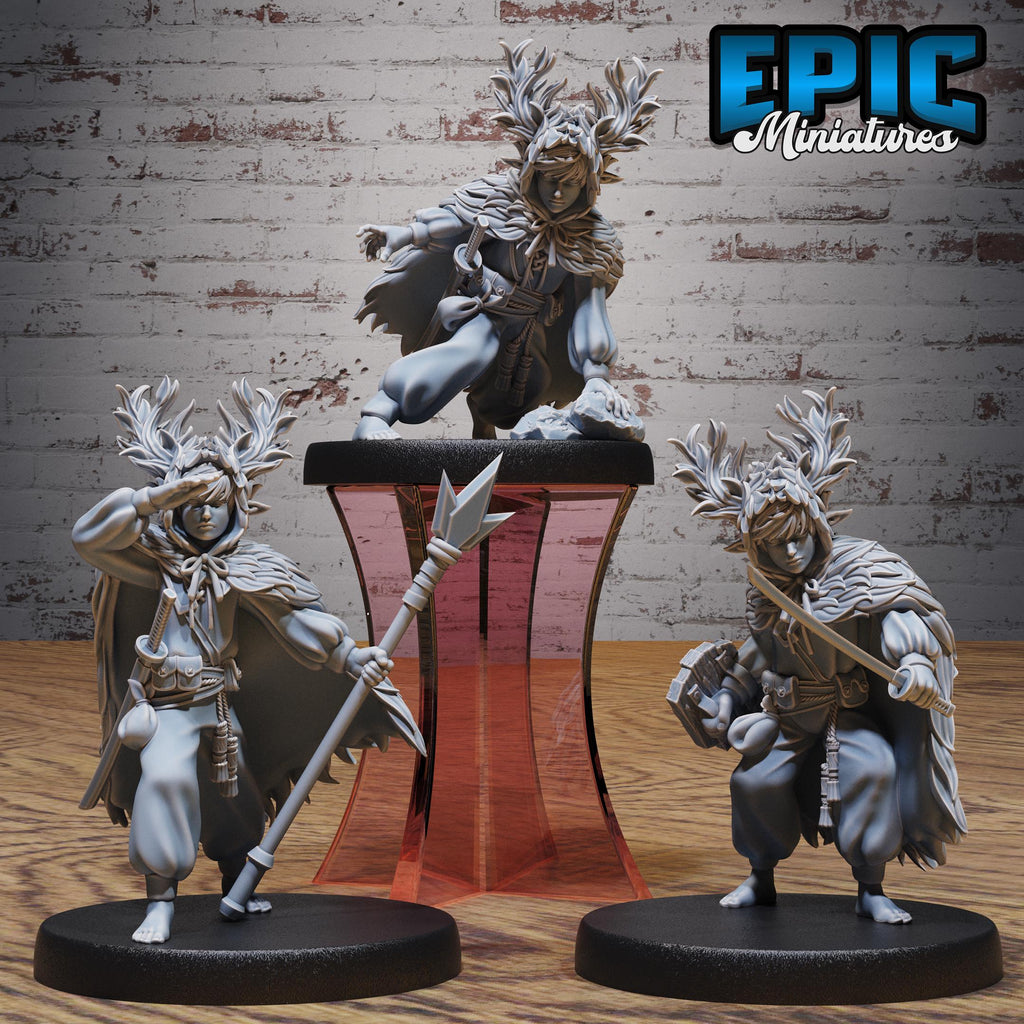 Little Forest Defender Option 1 with mask front DND miniature Forest Folk 16k resin