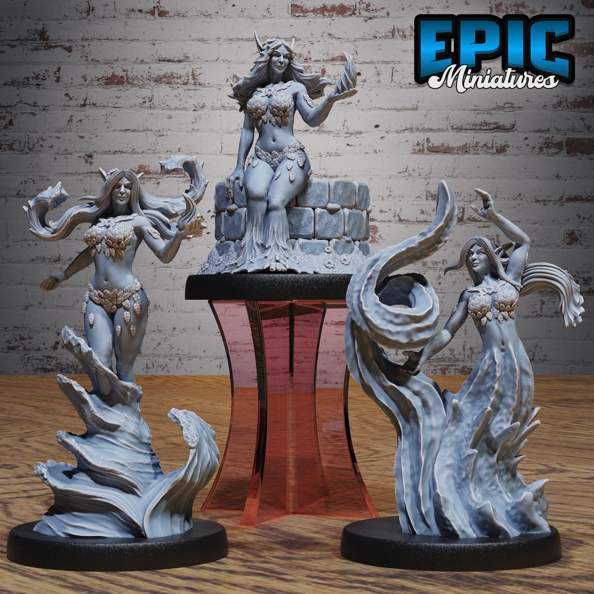 Spring Undine Set of 3 DND miniatures group photo Forest Folk