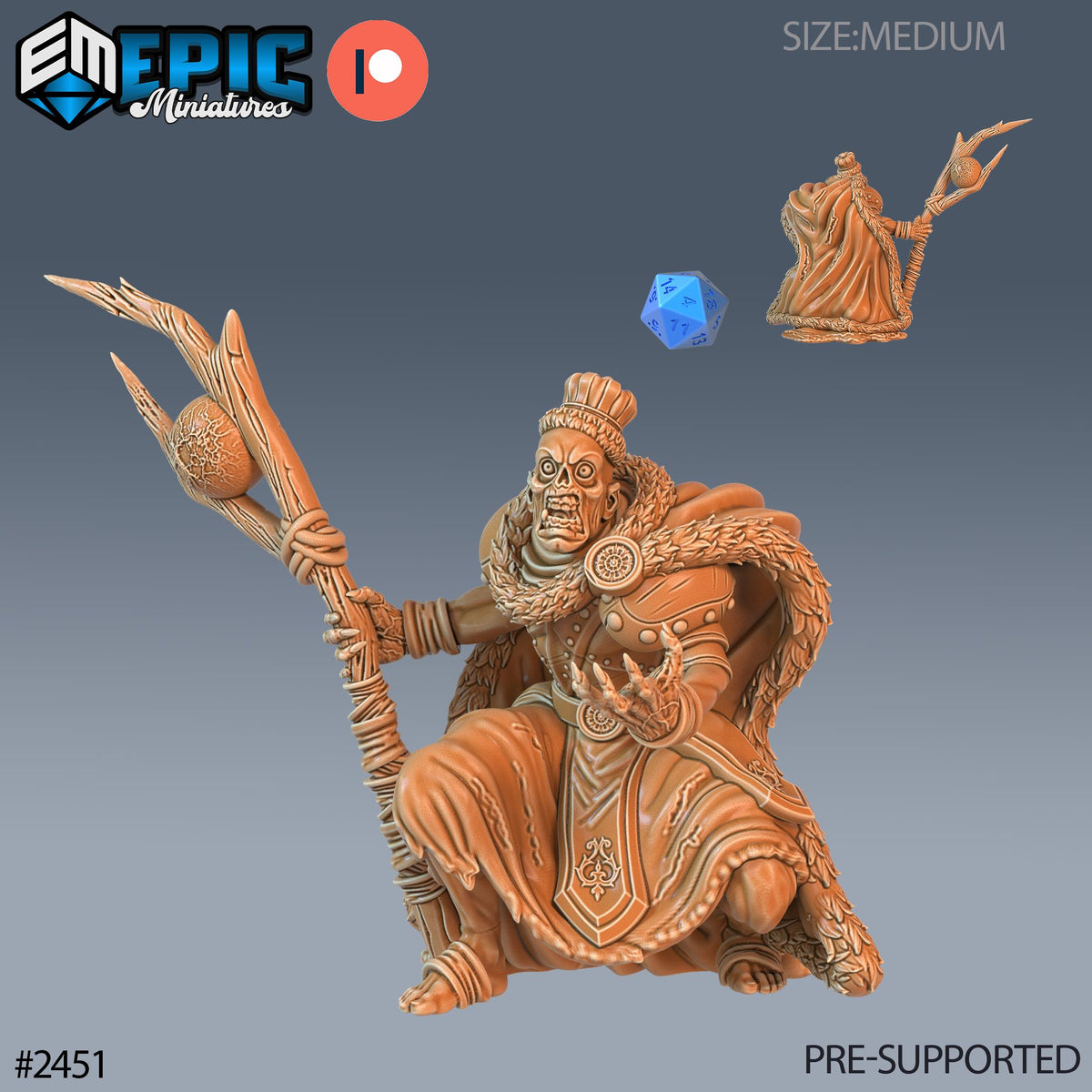 Zombie King Option #2451 front DND miniature Haunting Catacombs 16k resin