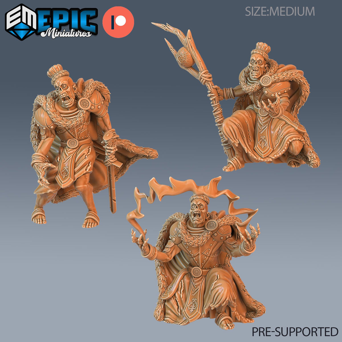 Zombie King Set of 3 DND miniatures group photo Haunting Catacombs