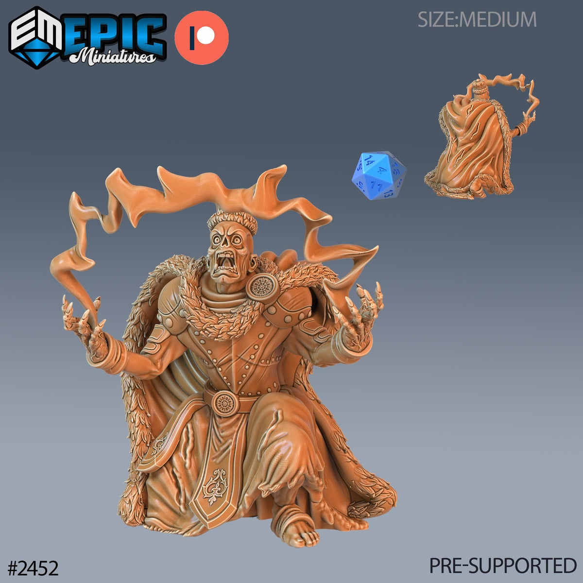 Zombie King Option #2452 front DND miniature Haunting Catacombs 16k resin