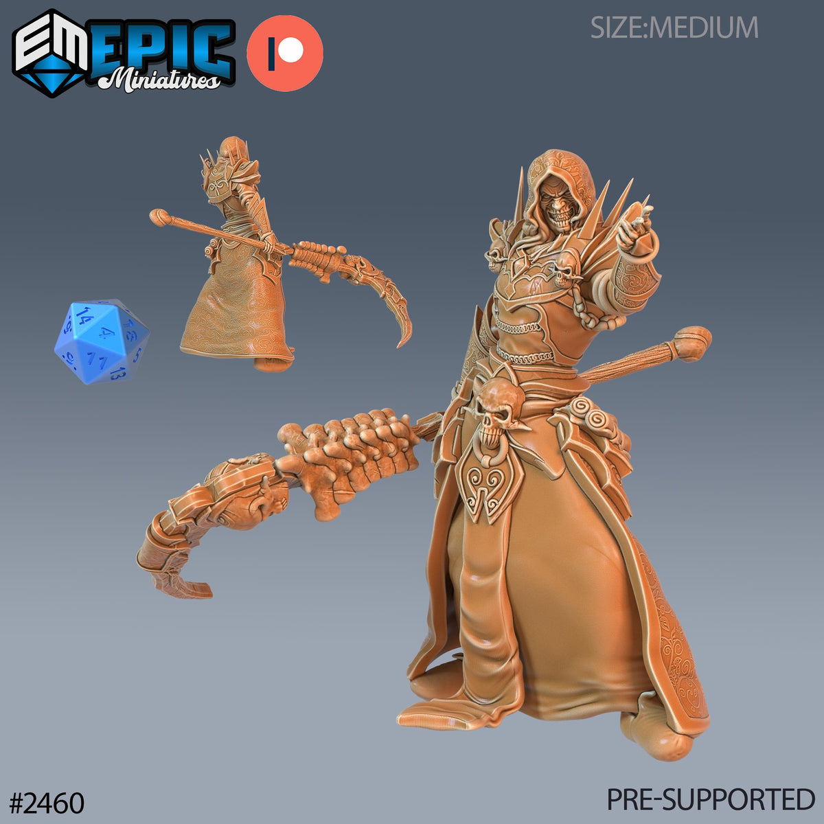 Necromancer Adventurer Option #2460 front DND miniature Haunting Catacombs 16k resin