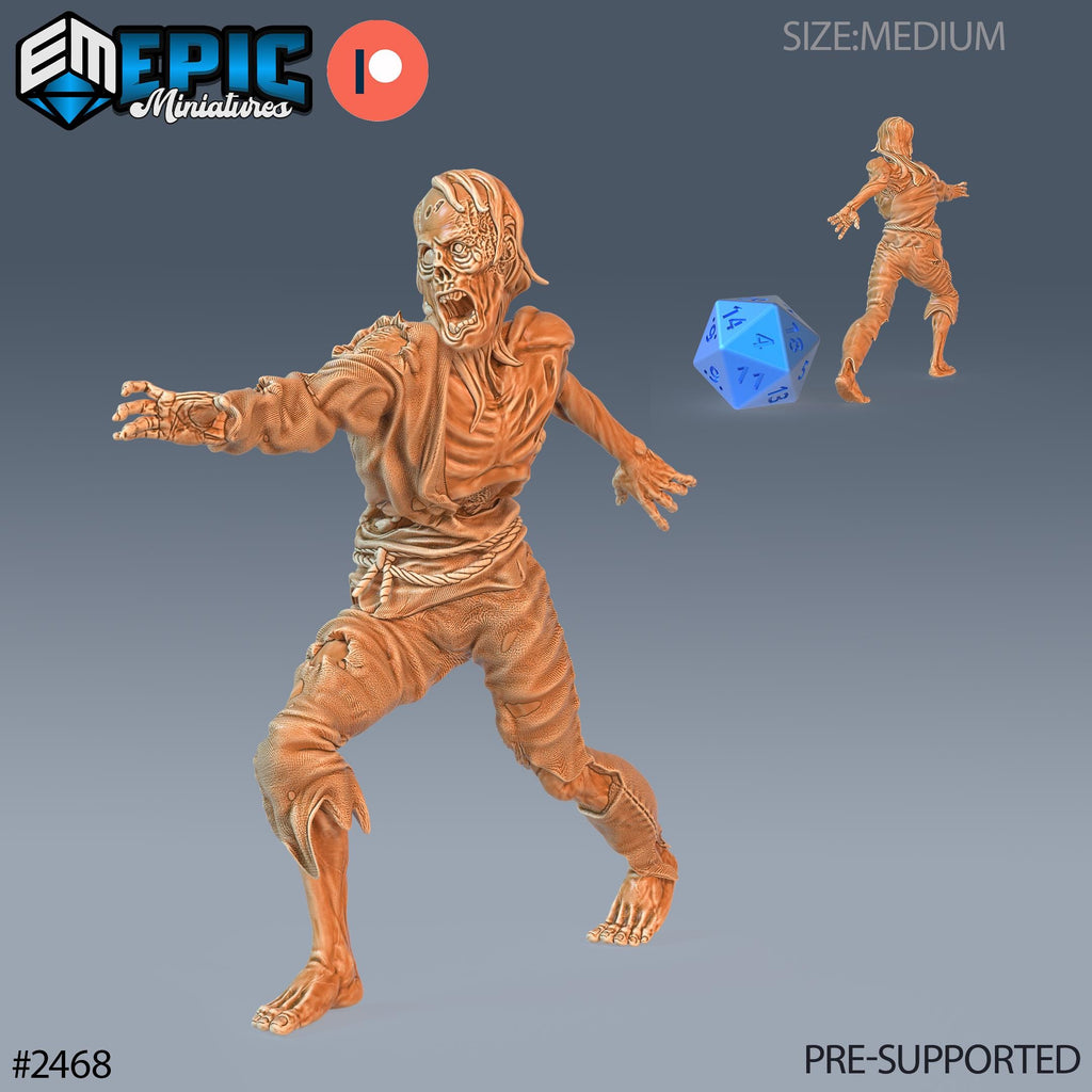 Rotting Zombie Male Option #2468 front DND miniature Haunting Catacombs 16k resin