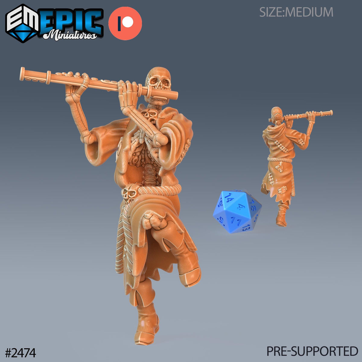 Skeleton Musician Group 2 all front DND miniature Haunting Catacombs 16k resin