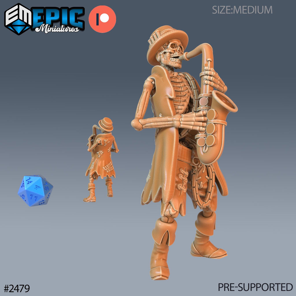 Skeleton Musician Group 3 A front DND miniature Haunting Catacombs 16k resin