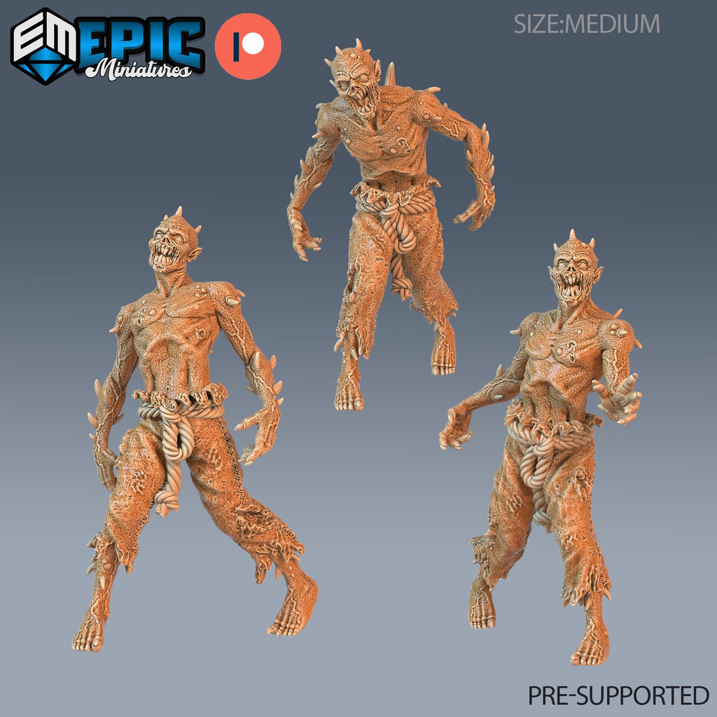 Thorn Zombie Set of 3 DND miniatures group photo Haunting Catacombs