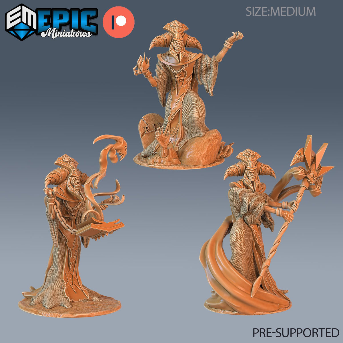 Arch Lich Set of 3 DND miniatures group photo Haunting Catacombs