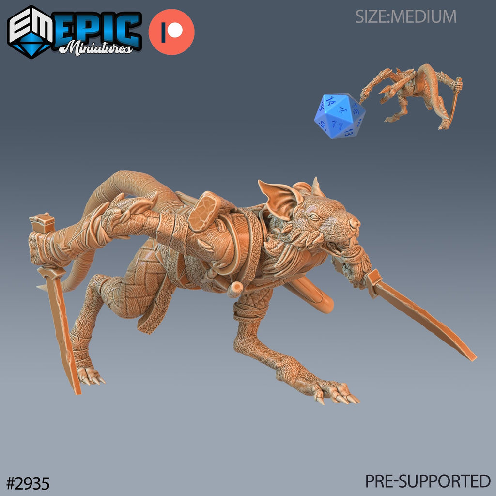 Rat Folk Rogue Option #2935 front DND miniature Goblin Caves 16k resin