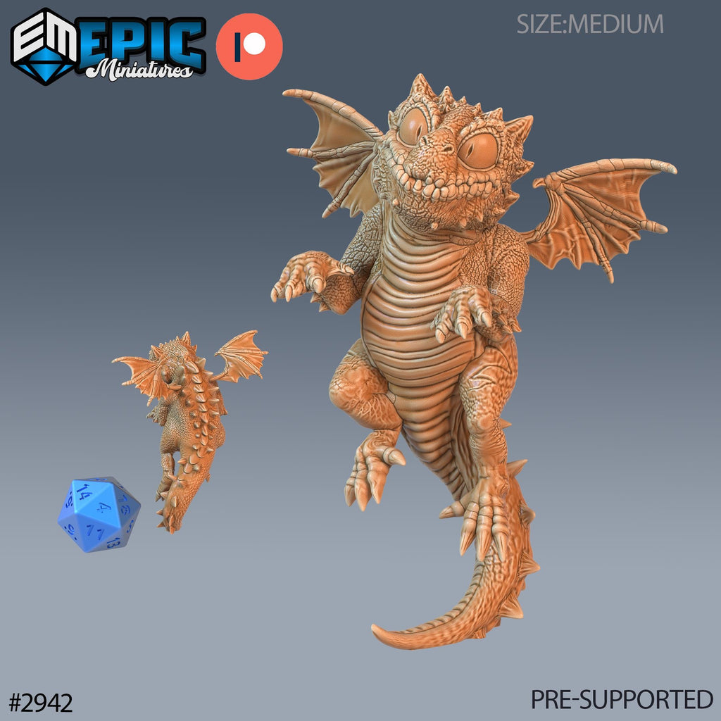 Baby Dragon Option #2942 front DND miniature Goblin Caves 16k resin