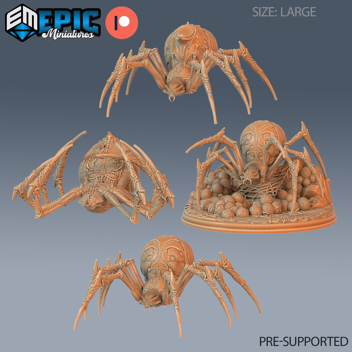 Giant Dungeon Spider Set of 4 DND miniatures group photo Goblin Caves
