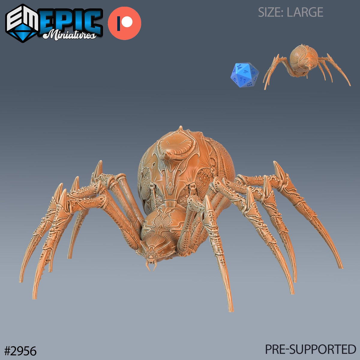 Giant Dungeon Spider Option #2956 front DND miniature Goblin Caves 16k resin