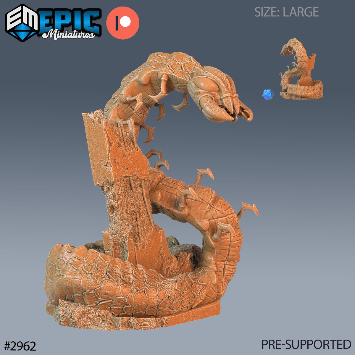 Cave Centipede Option #2962 front DND miniature Goblin Caves 16k resin