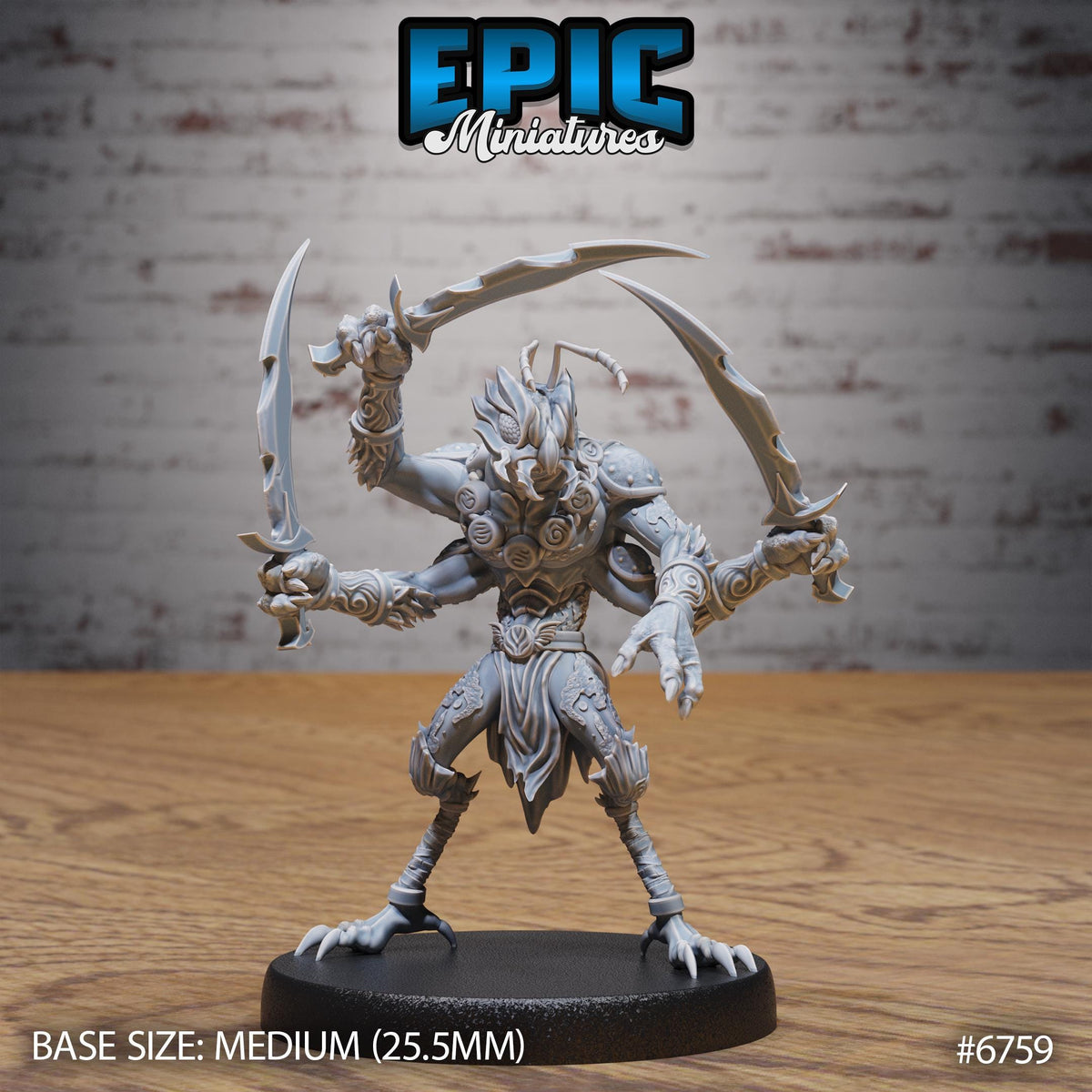 Thri Kreen Insectoid Monk Option #6759 front DND miniature Primal Jungle 16k resin