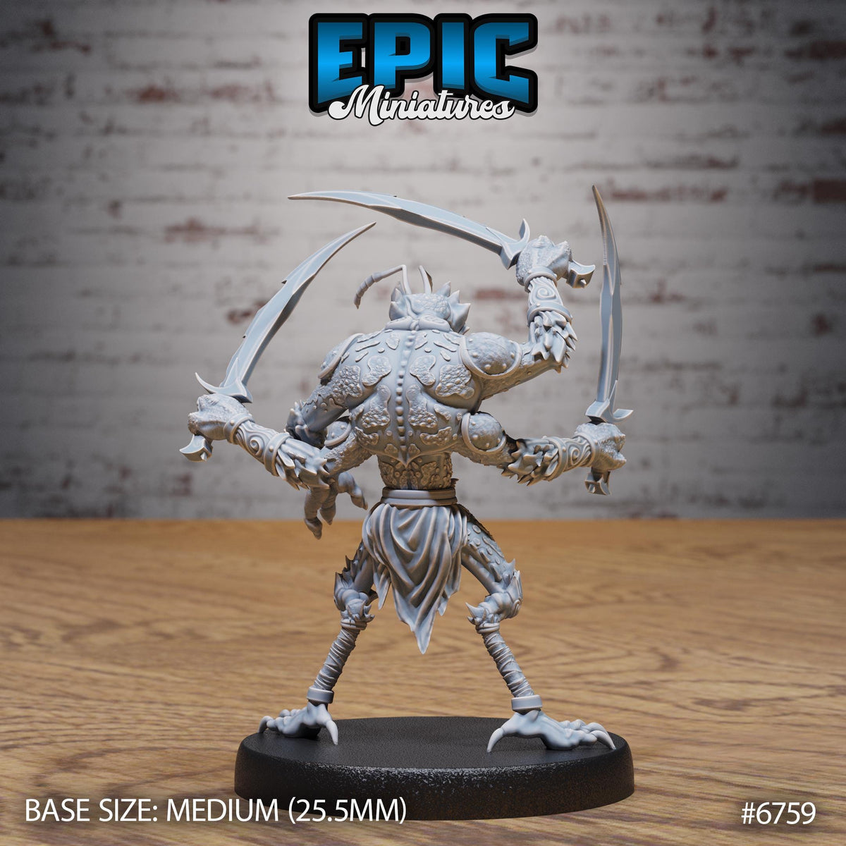 Thri Kreen Insectoid Monk Option #6759 back DND miniature Primal Jungle 16k resin