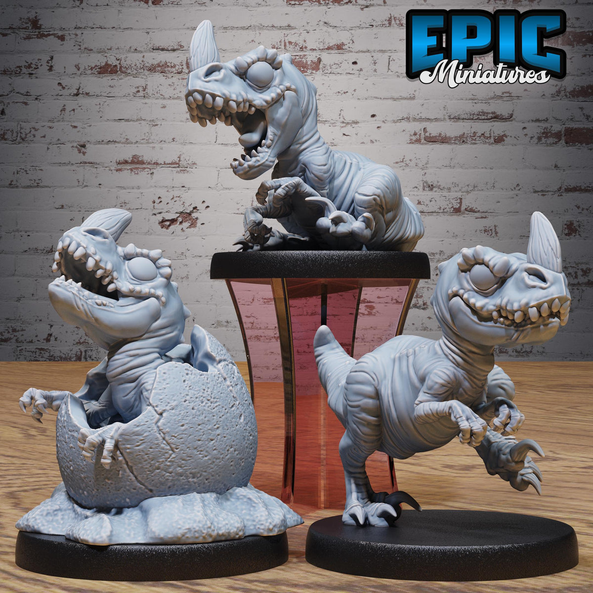 Dinosaur Hatchling Set of 3 DND miniatures group photo Primal Jungle
