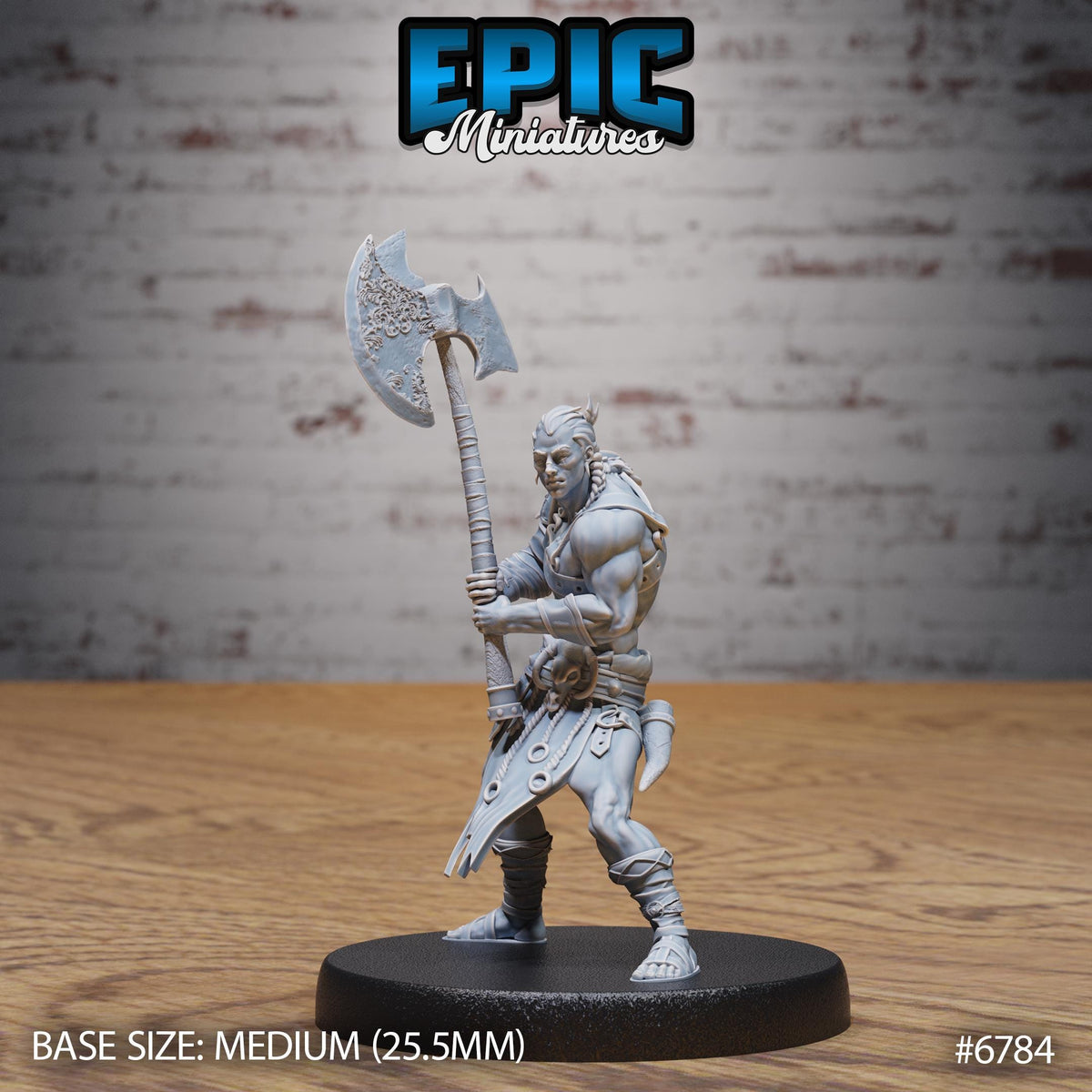 Axe Barbarian Option #6784 front DND miniature Primal Jungle 16k resin
