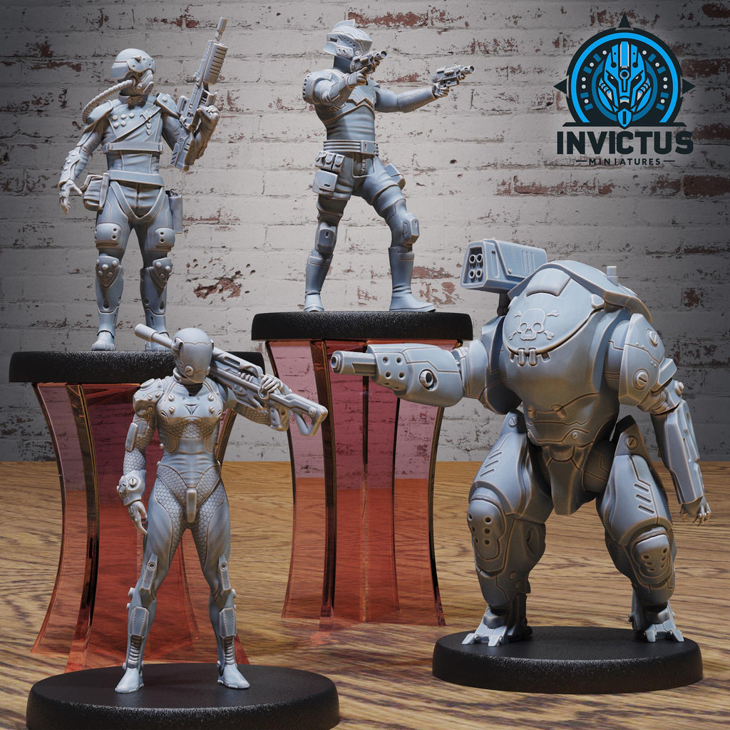Crimson Squad Set of 4 DND miniatures group photo Crimson Front