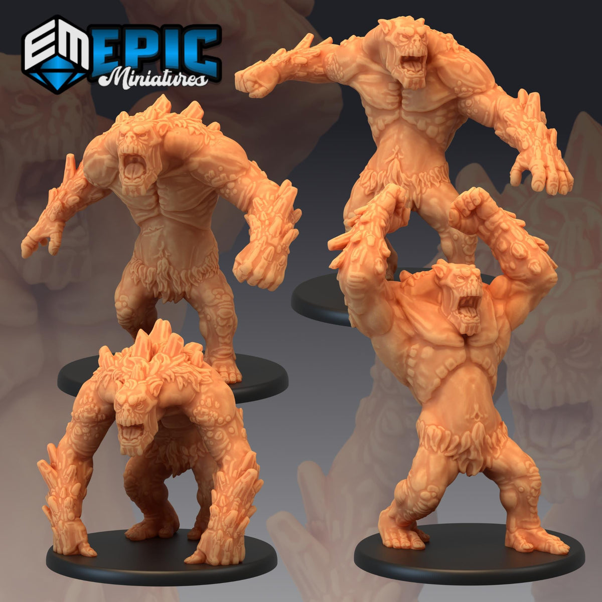 Mountain Troll Set of 4 DND miniatures group photo Twin Mountains