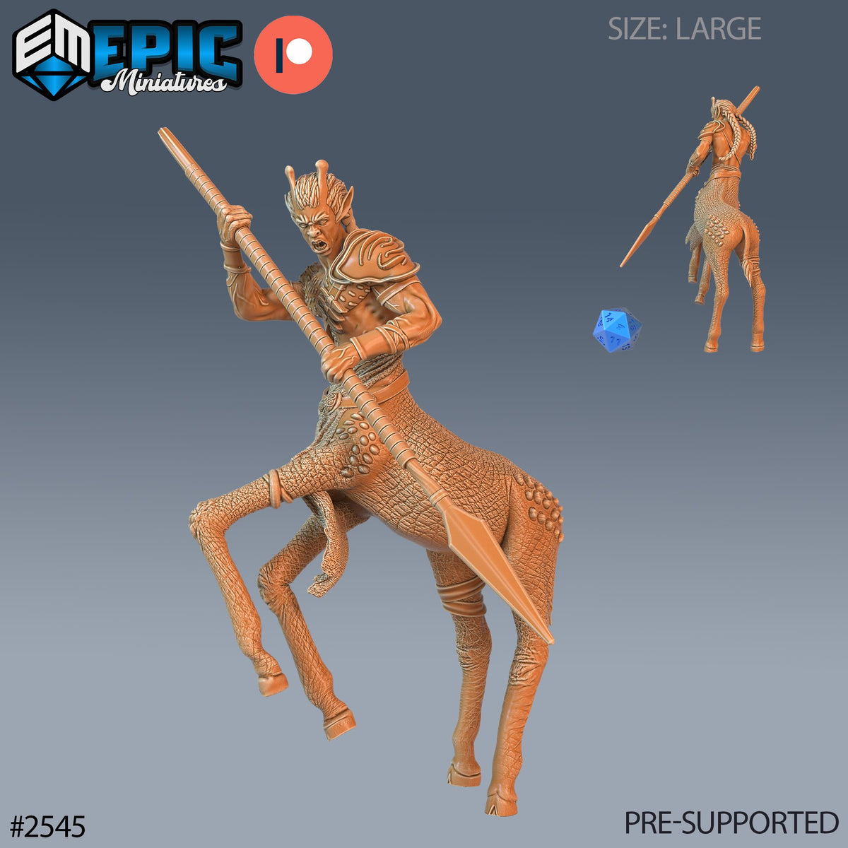 Giraffe Centaur Option #2545 front DND miniature Forgotten Utopia 16k resin