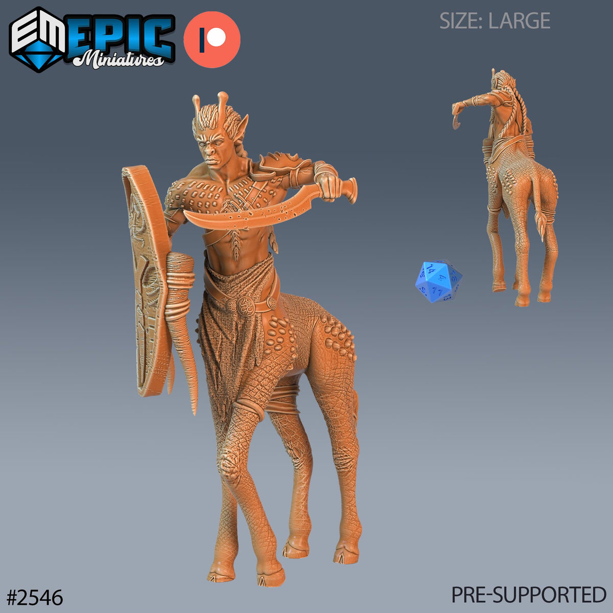 Giraffe Centaur Option #2546 front DND miniature Forgotten Utopia 16k resin