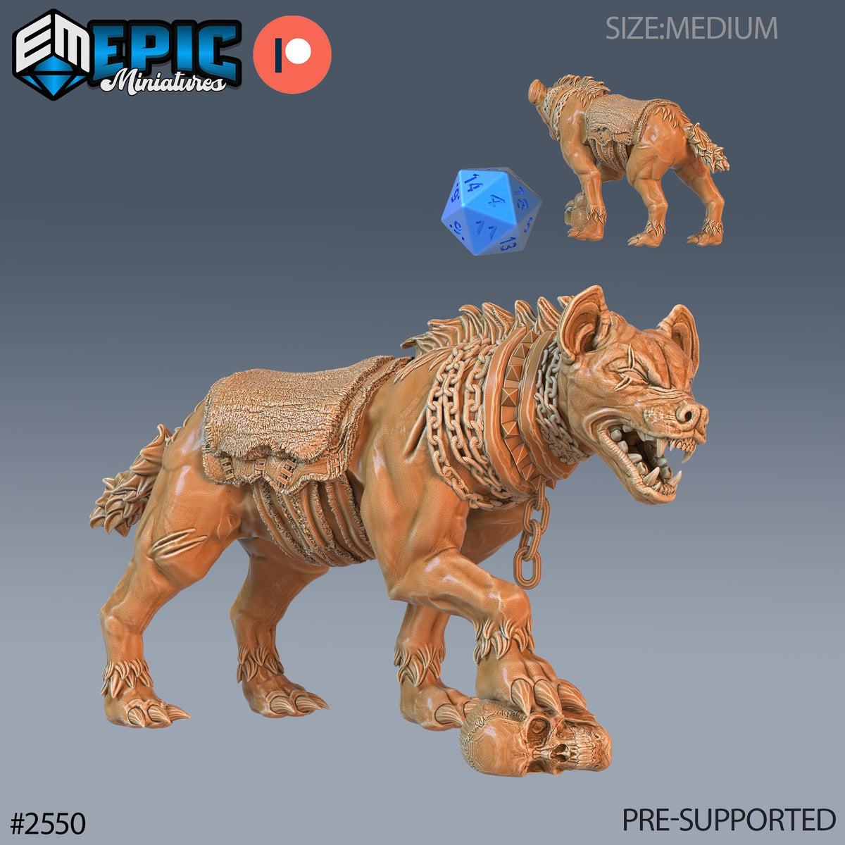 Hyena Option #2550 front DND miniature Forgotten Utopia 16k resin