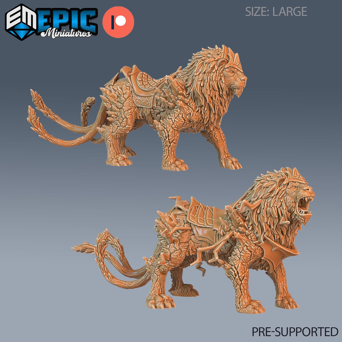 Thunder Lion 2x All 4 front DND miniature Forgotten Utopia 16k resin