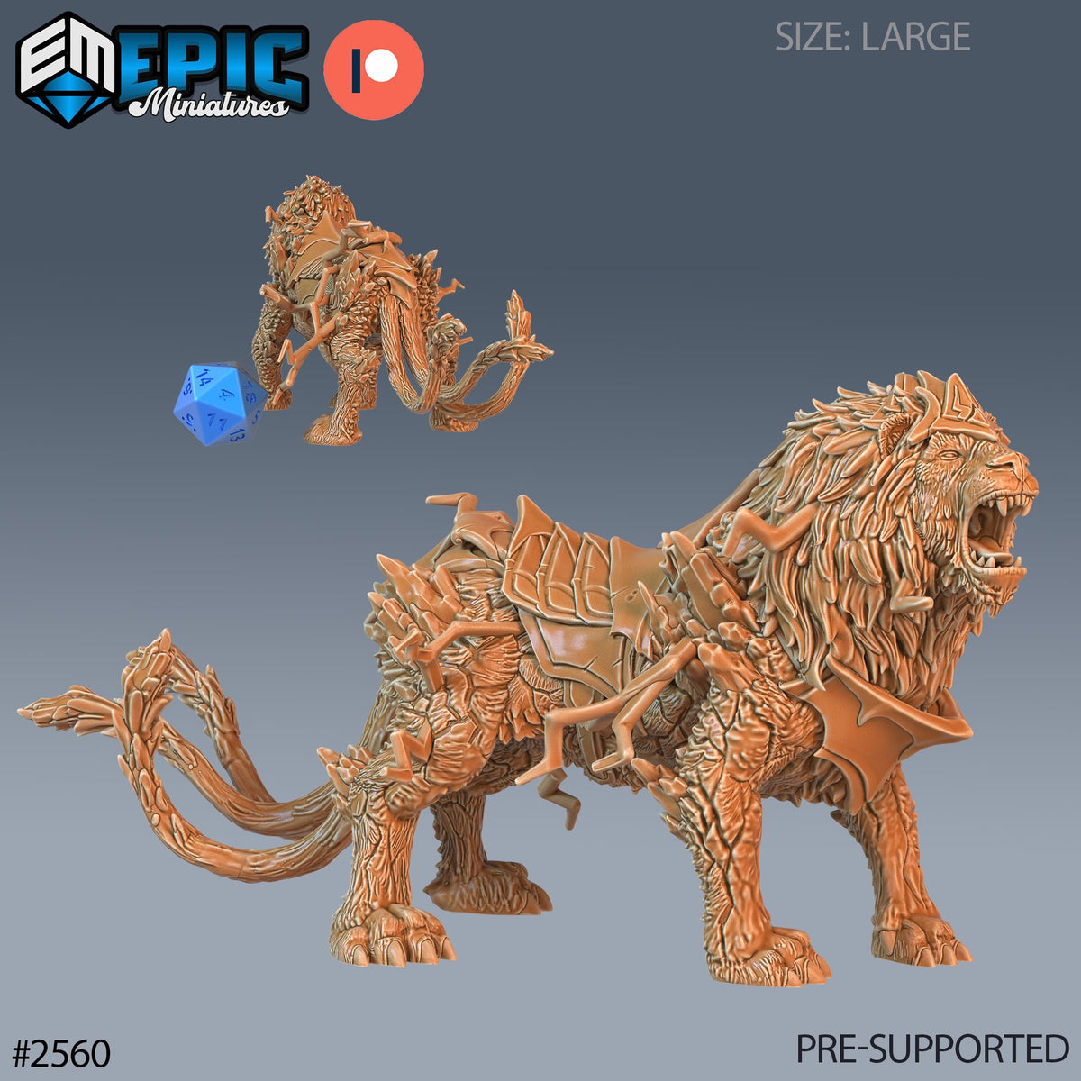 Thunder Lion Option #2560 front DND miniature Forgotten Utopia 16k resin