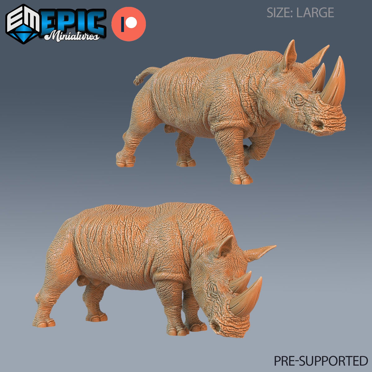 Rhino Set of 2 DND miniatures group photo Forgotten Utopia