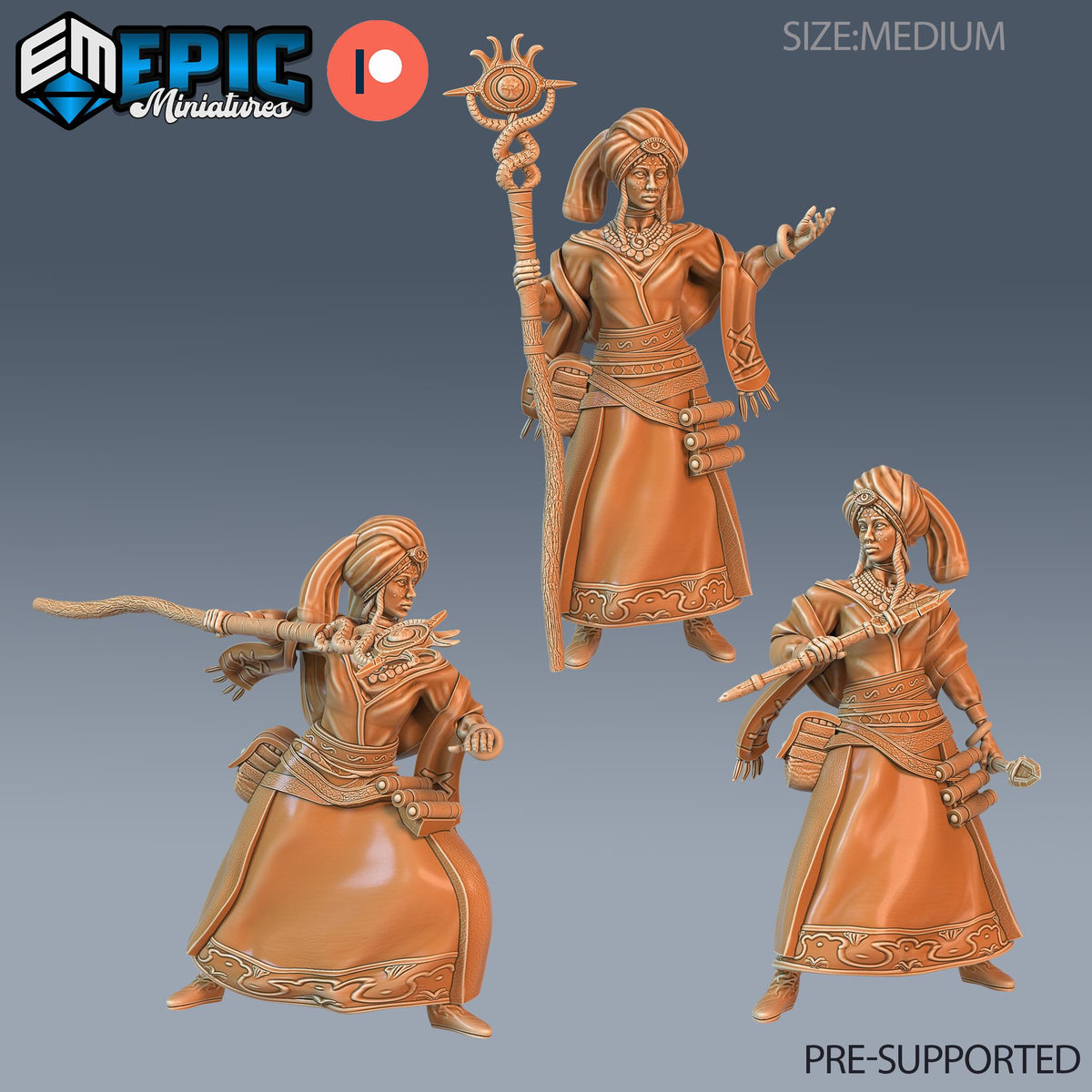 Tribe Seer Set of 3 DND miniatures group photo Forgotten Utopia
