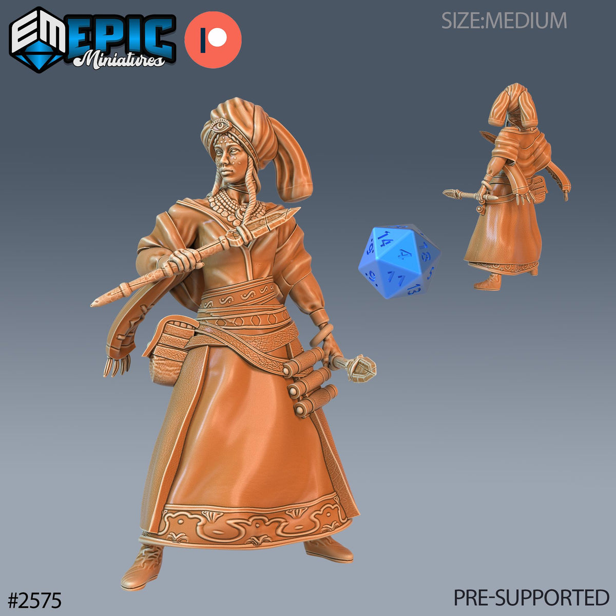 Tribe Seer Option #2575 front DND miniature Forgotten Utopia 16k resin