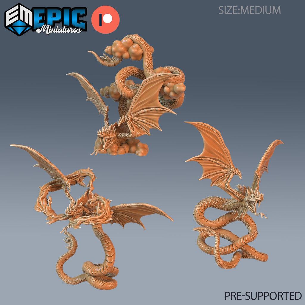 Flying Snake Set of 3 DND miniatures group photo Forgotten Utopia