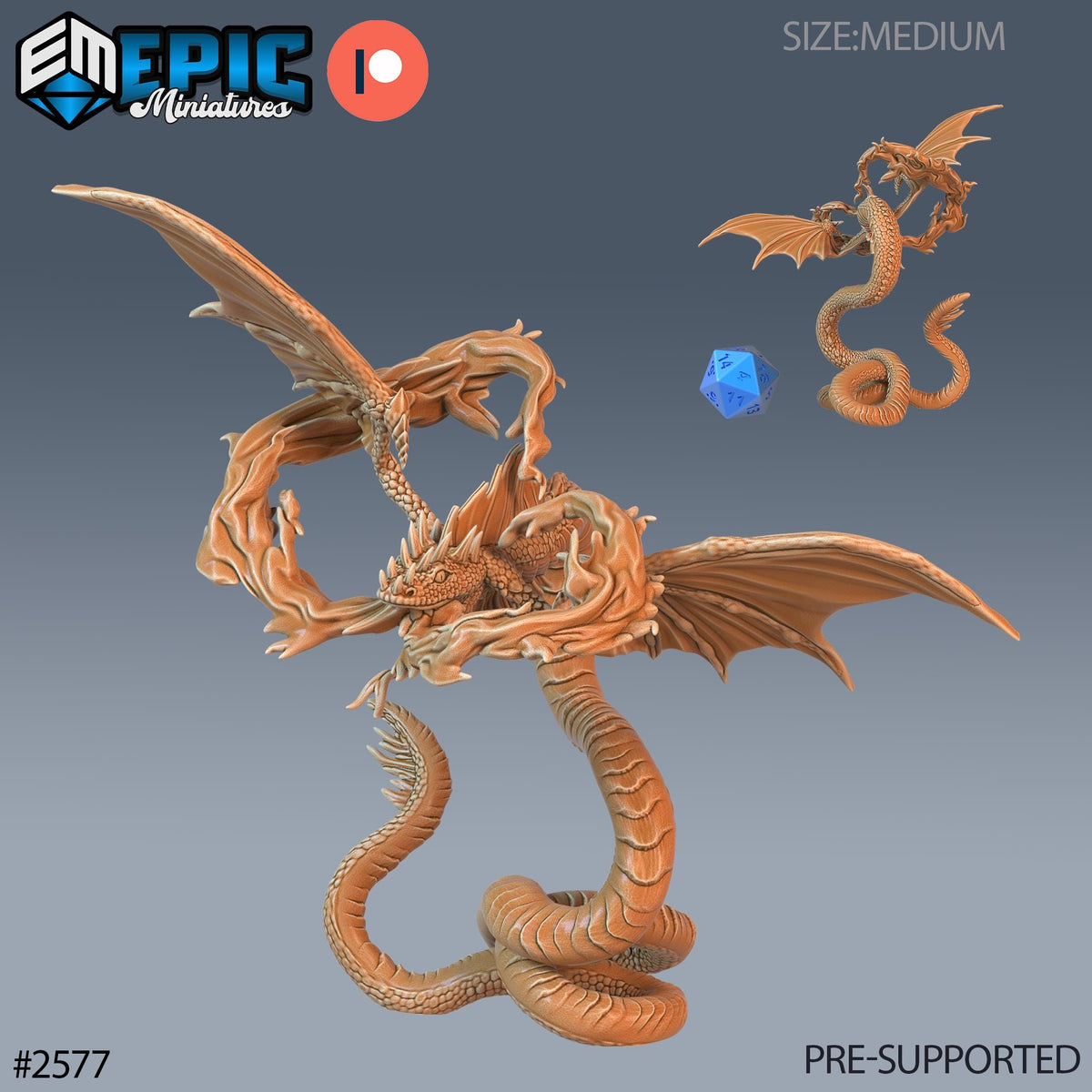 Flying Snake Option #2577 front DND miniature Forgotten Utopia 16k resin
