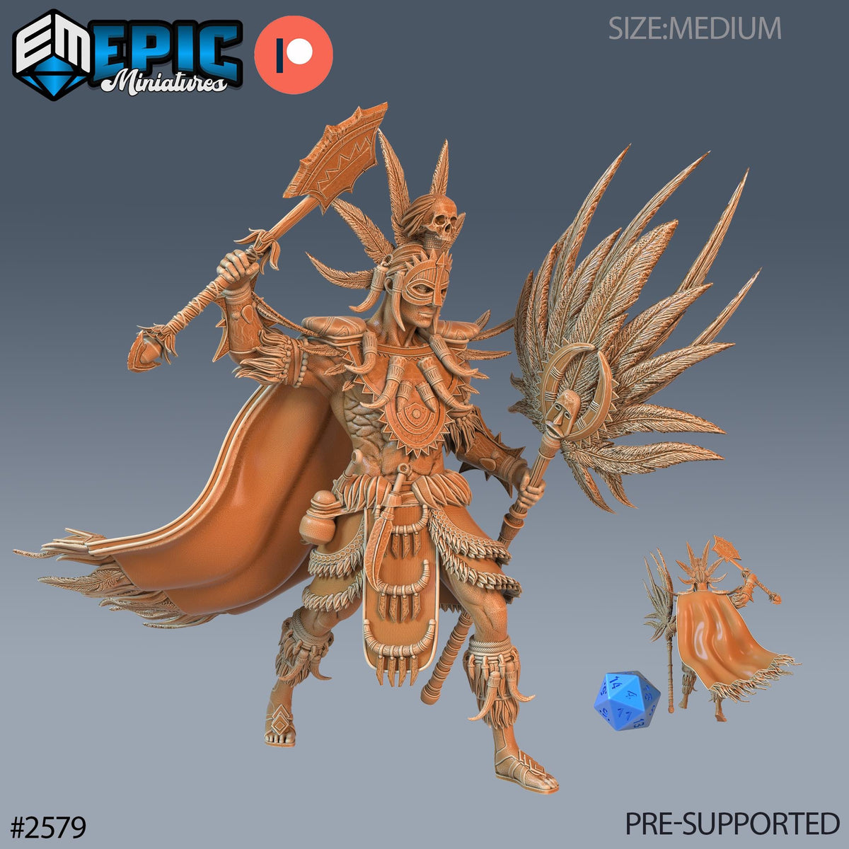 Voodoo Priest and Crocodile Mount Option #2579 front DND miniature Forgotten Utopia 16k resin