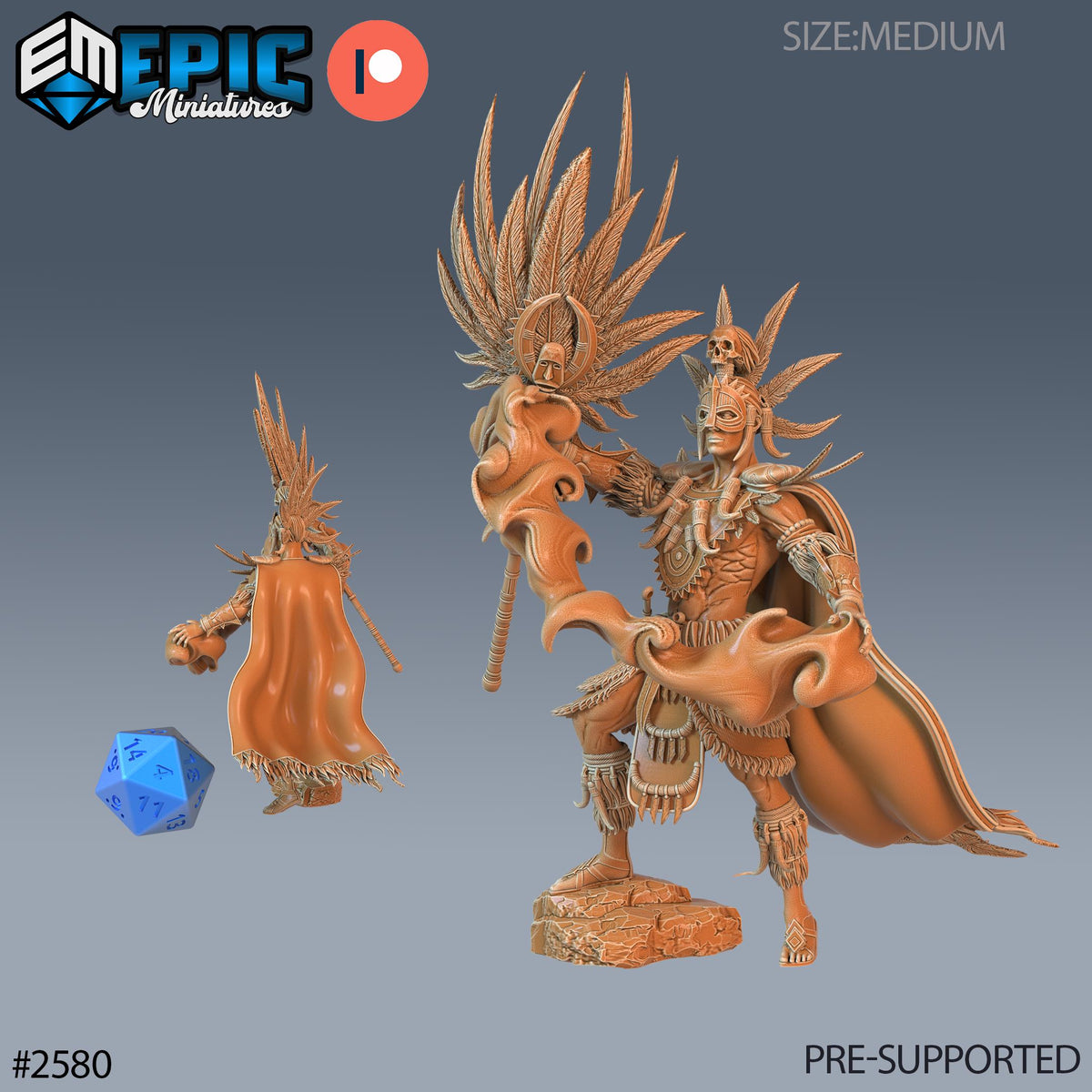 Voodoo Priest and Crocodile Mount Option #2580 front DND miniature Forgotten Utopia 16k resin