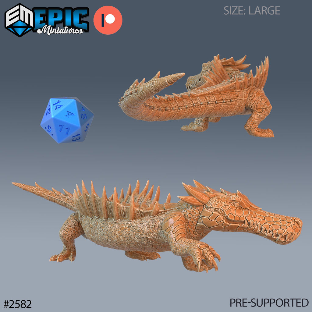 River Crocodile Option #2582 front DND miniature Forgotten Utopia 16k resin