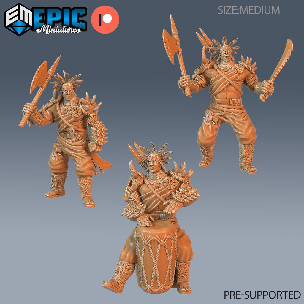 Tribe Champion Set of 3 DND miniatures group photo Forgotten Utopia