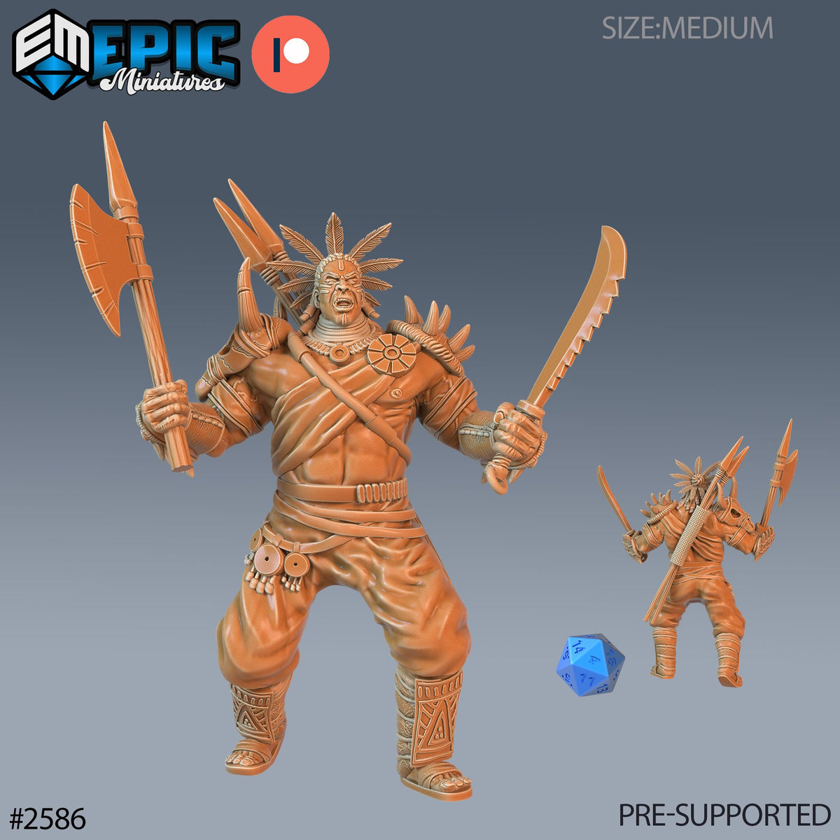 Tribe Champion Option #2586 front DND miniature Forgotten Utopia 16k resin