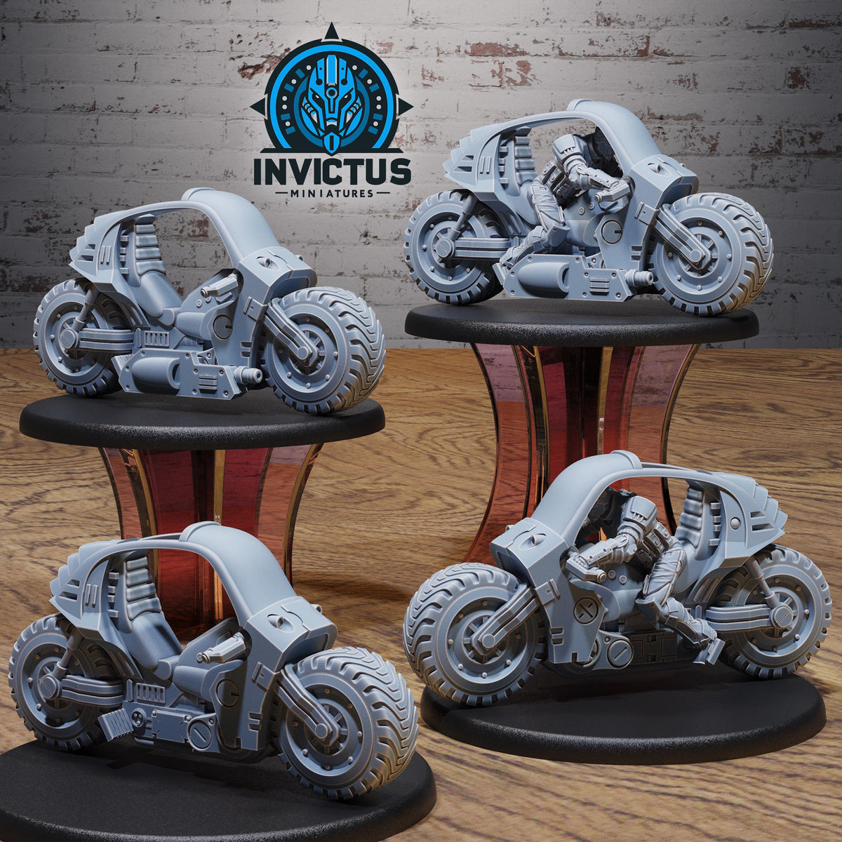 All Terrain Motorcycle Set of 4 DND miniatures group photo Crimson Front