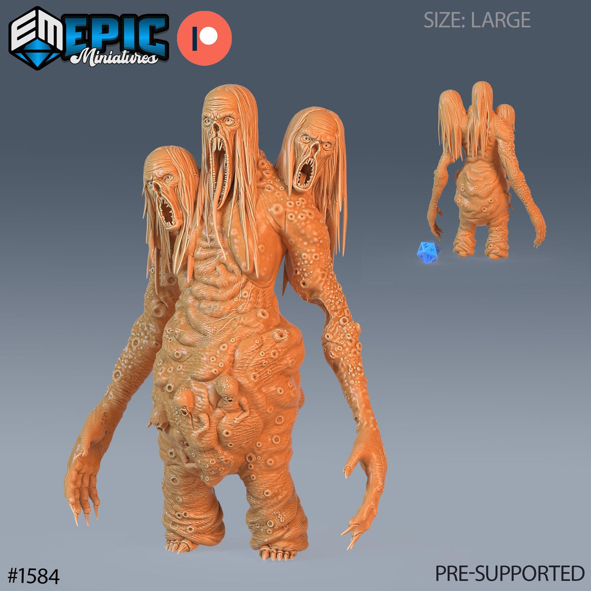 Three Headed Abomination DND miniature Restless Bones photo 2