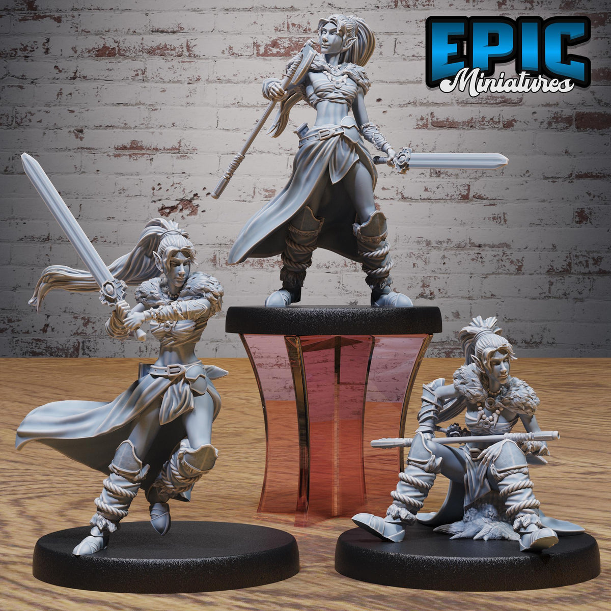 Elf Barbarian Female Set of 3 DND miniatures group photo Norse Barbarians