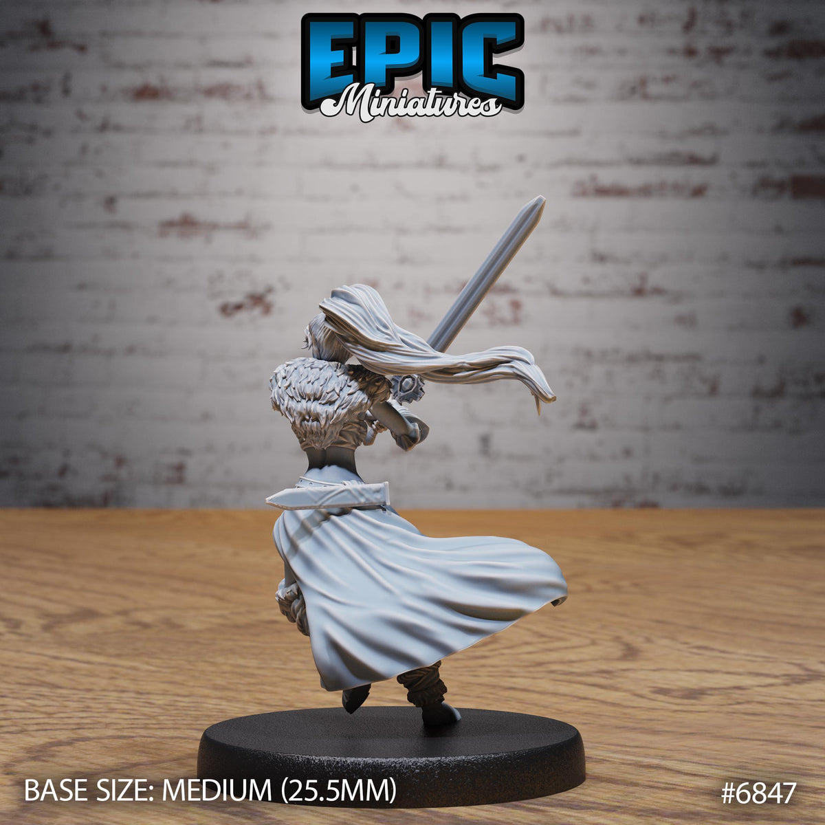 Elf Barbarian Female Option #6847 back DND miniature Norse Barbarians 16k resin
