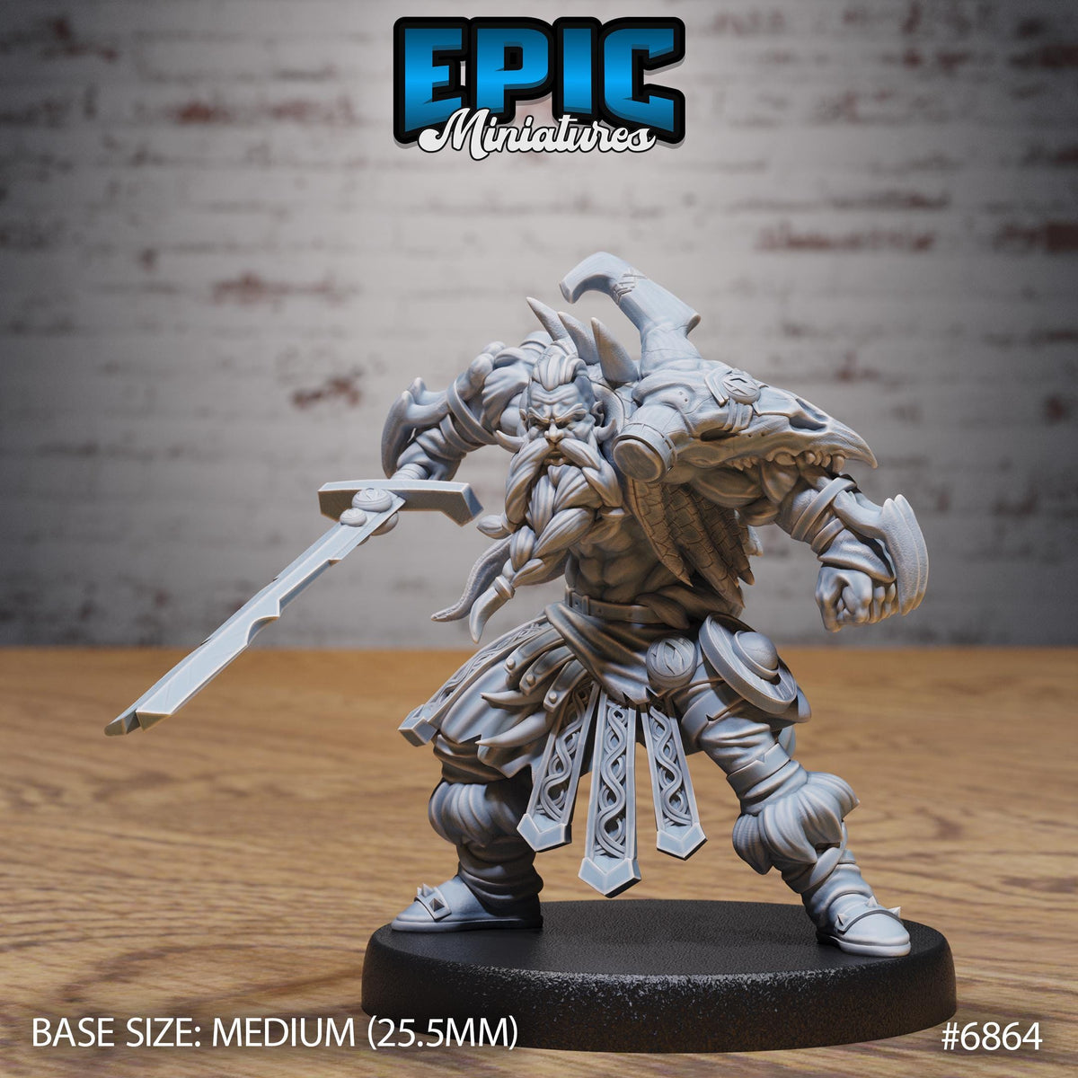 Viking Barbarian Option #6864 front DND miniature Norse Barbarians 16k resin