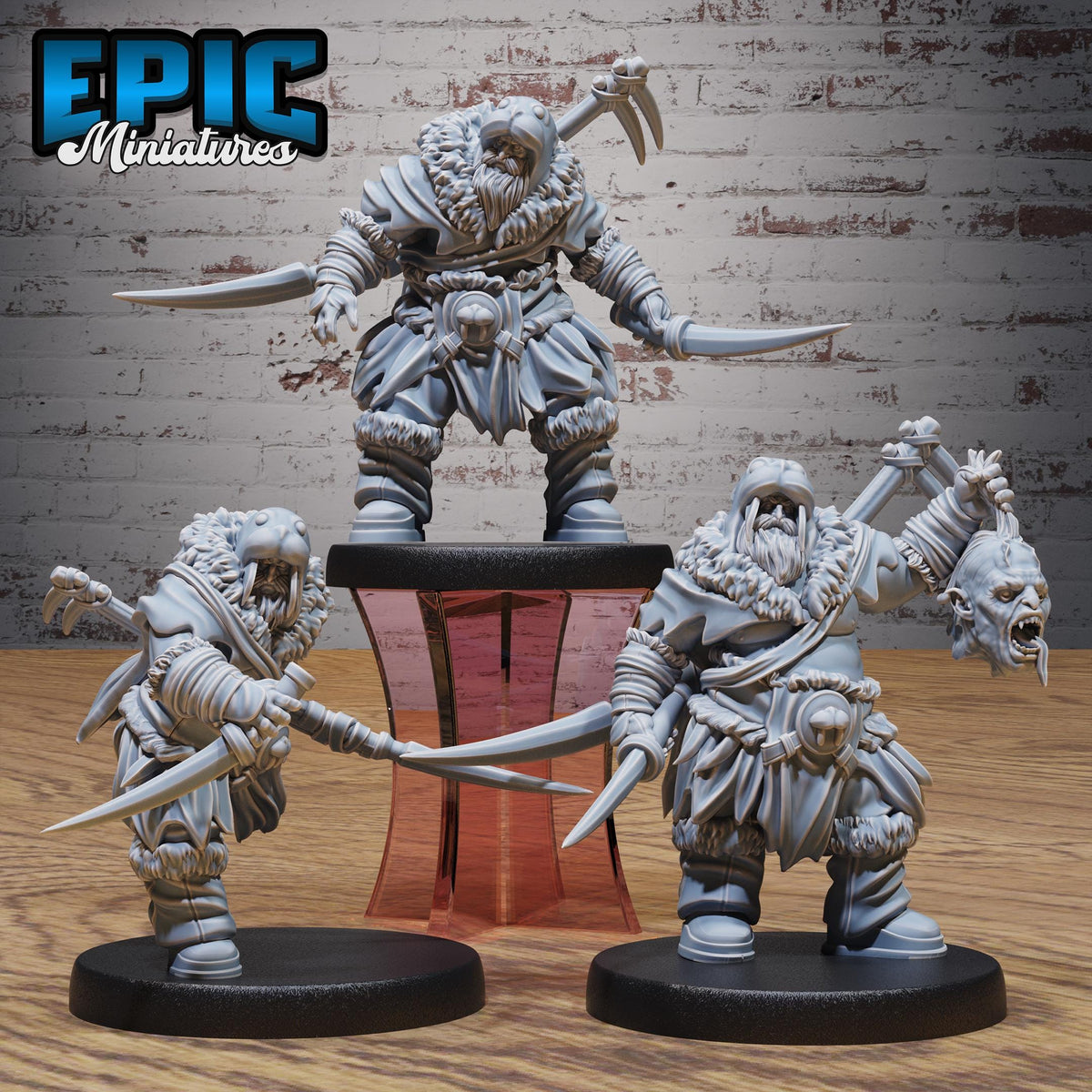 Walrus Druid Set of 3 DND miniatures group photo Norse Barbarians