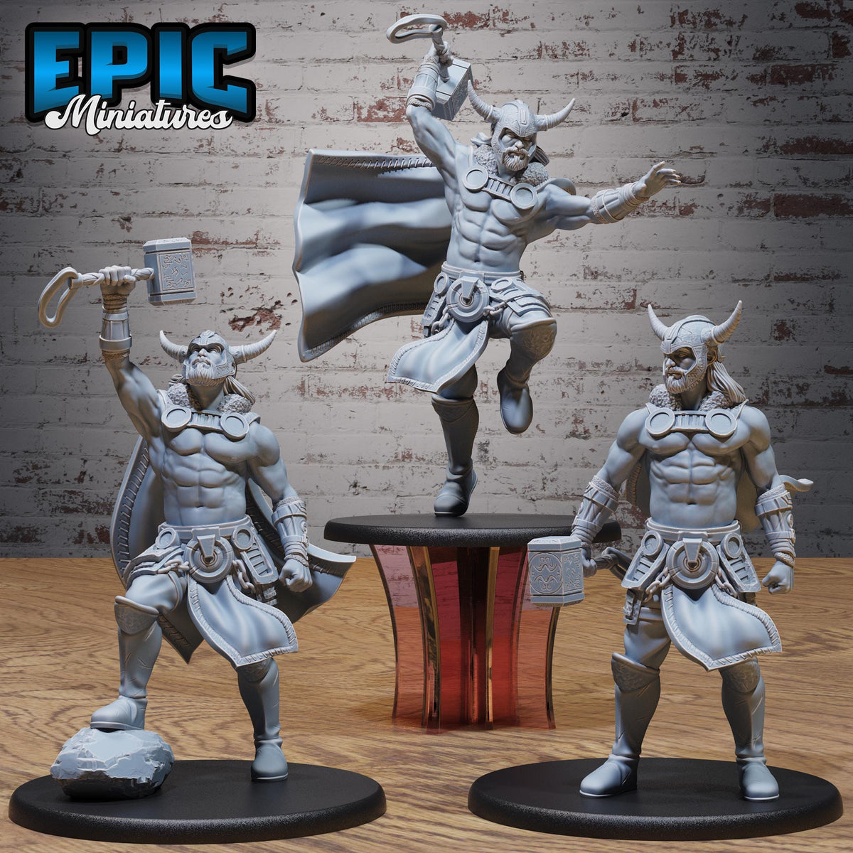 Thor Avatar Set of 3 DND miniatures group photo Norse Barbarians