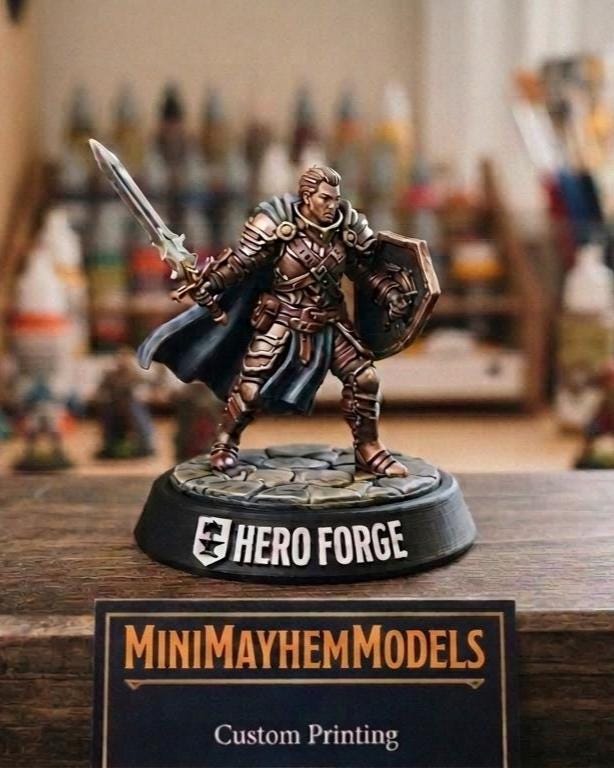 Custom Printing • Hero Forge • 32mm-28mm • Dark Fantasy Tabletop Gaming • D&D • 3D Resin Printed Miniature • Dungeons and Dragons Medium size front DND miniature  16k resin