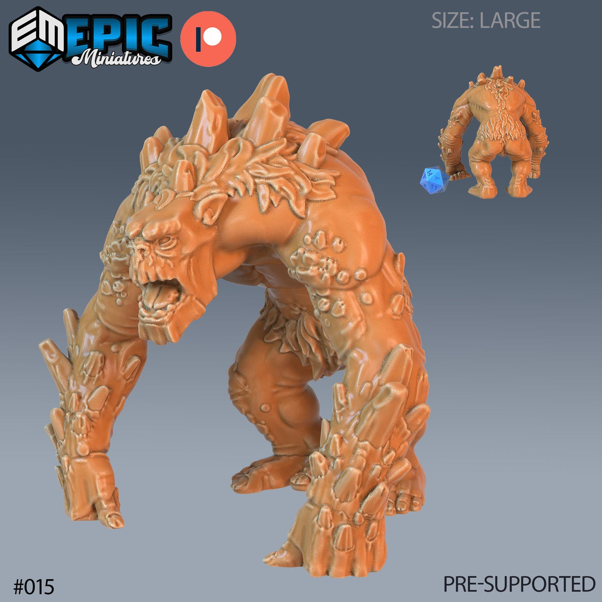 Mountain Troll Option #015 front DND miniature Twin Mountains 16k resin