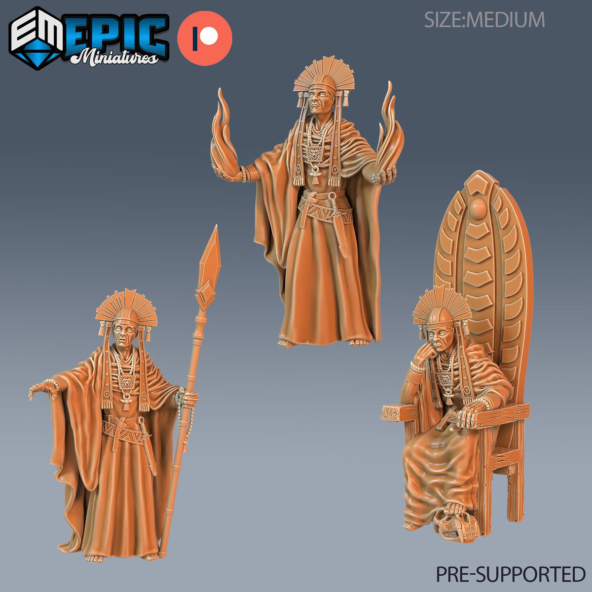 Shaman Chief Set of 3 DND miniatures group photo Forgotten Utopia