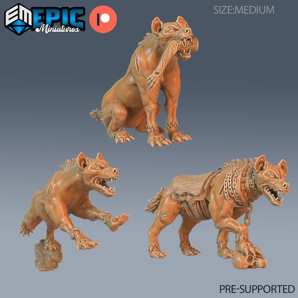 Hyena Set of 3 DND miniatures group photo Forgotten Utopia