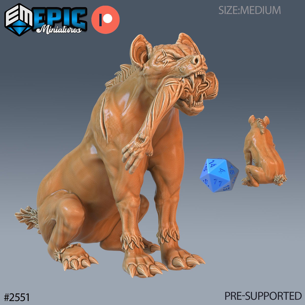 Hyena Option #2551 front DND miniature Forgotten Utopia 16k resin